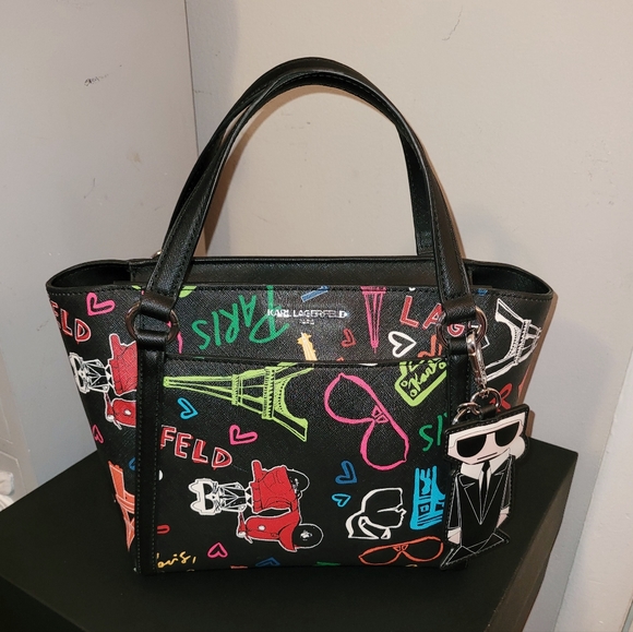 Karl Lagerfeld Adele Paris graffiti satchel - Picture 2 of 10